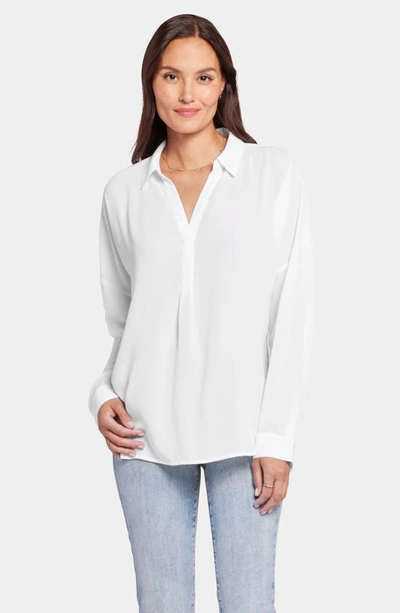 Shop Nydj Becky Recycled Polyester Georgette Blouse In Optic White