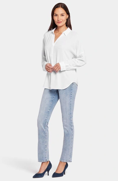 Shop Nydj Becky Recycled Polyester Georgette Blouse In Optic White