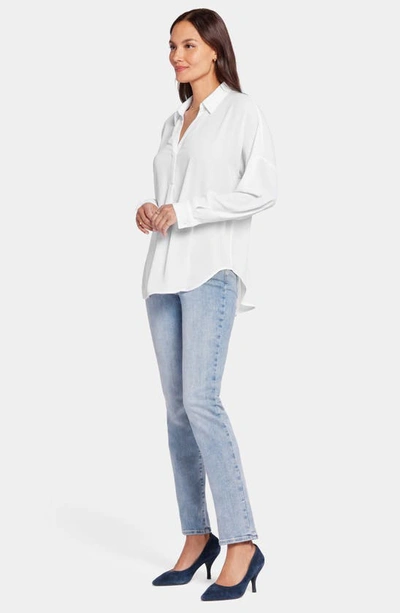 Shop Nydj Becky Recycled Polyester Georgette Blouse In Optic White