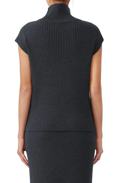 Eileen Fisher Ribbed Turtleneck Wool Tank In Charcoal