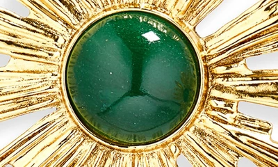Shop Saint Laurent Sunburst Jade Clip-on Earrings In Green/ Gold