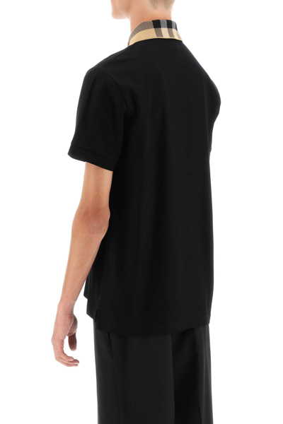 Shop Burberry Check Collar Cody Polo Shirt Men In Black