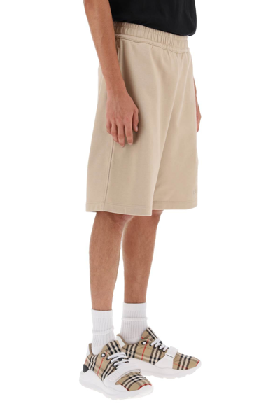 Shop Burberry Taylor Sweatshorts With Embroidered Ekd Men In Cream