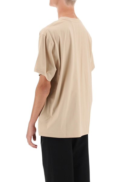 Shop Burberry Tempah T-shirt With Embroidered Ekd Men In Cream