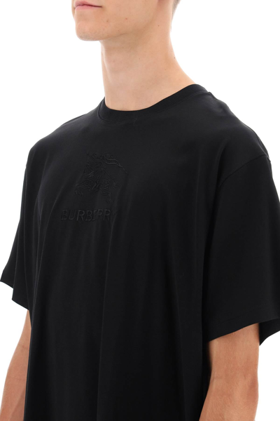Shop Burberry Tempah T-shirt With Embroidered Ekd Men In Black