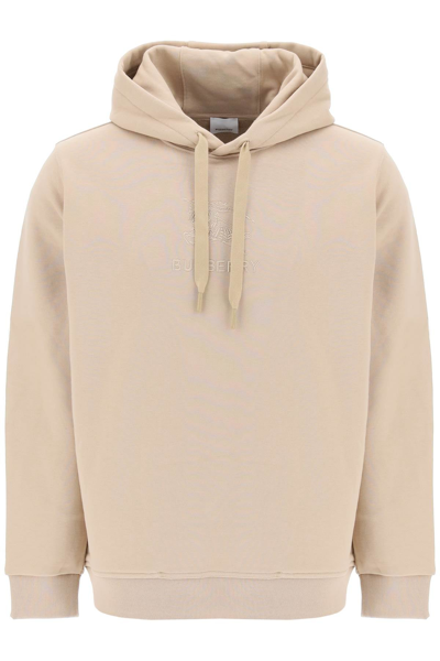 Shop Burberry Tidan Hoodie With Embroidered Ekd Men In Cream