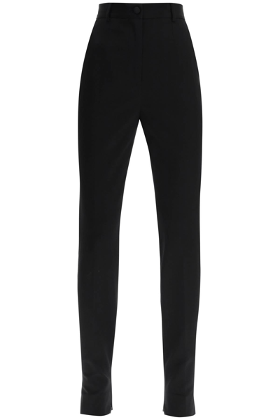 Shop Dolce & Gabbana Slim Trousers With Zip Cuffs Women In Black
