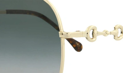 Shop Gucci 59mm Round Sunglasses In Gold Gold Grey