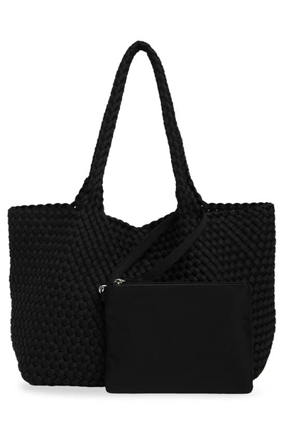 Bcbg Woven Large Tote Bag & Pouch Set In Black
