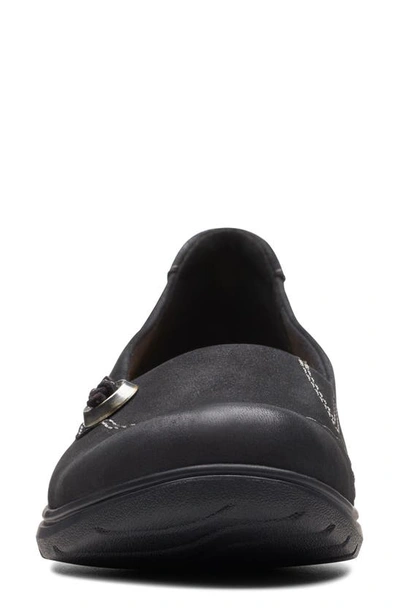 Shop Clarks Carleigh Lulin Leather Slip-on In Black Nubuck