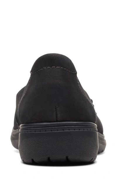 Shop Clarks Carleigh Lulin Leather Slip-on In Black Nubuck