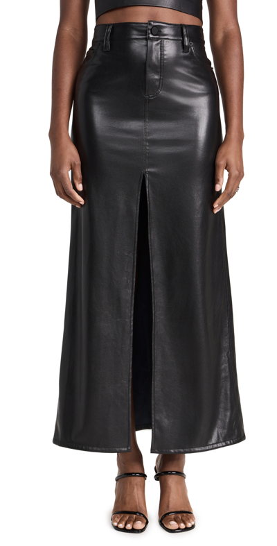 Shop Alice And Olivia Rye Vegan Leather Skirt With Slit Black
