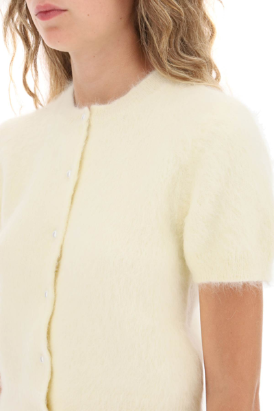 Shop Maison Margiela Angora Crew Neck Cardigan Women In Yellow