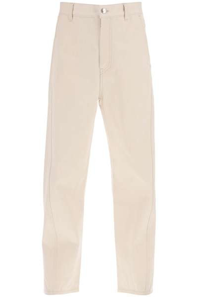 Shop Oamc 'cortes' Cropped Jeans Men In Cream