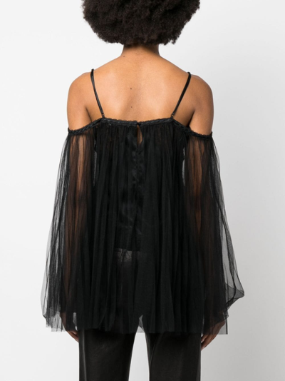 Shop Alexander Wang Lace-embroidered Charmeuse Tunic Top In Black