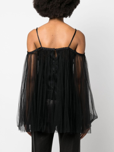 Alexander Wang Lace-embroidered Charmeuse Tunic Top In Black
