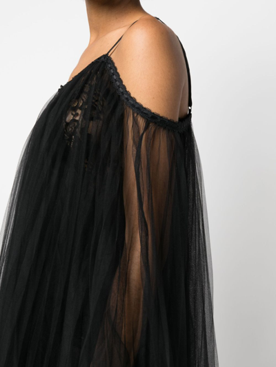 Alexander Wang Lace-embroidered Charmeuse Tunic Top In Black