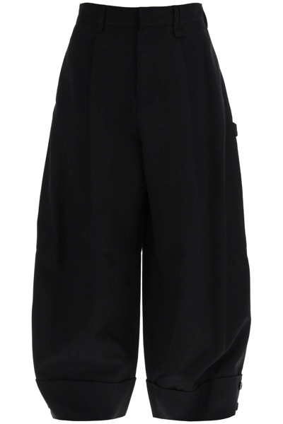 Shop Simone Rocha Cropped Wide Leg Trouser With Hem Cuff Men In Black