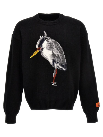 Shop Heron Preston Bird Intarsia Knitted Crewneck Jumper In Black