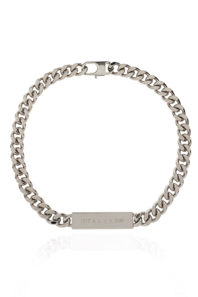 Shop Alyx 1017  9sm Logo Plaque Chain Necklace In Silver