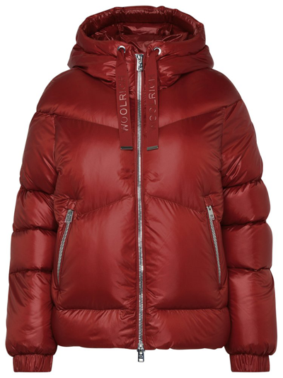 Shop Woolrich Drawstring Hooded Puffer Jacket In Red