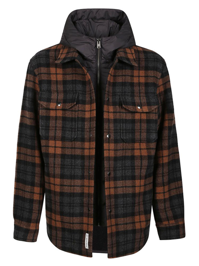 Shop Woolrich Detachable Hood Checked Jacket In Multi