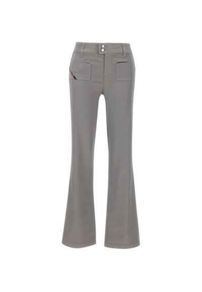 Shop Diesel Shiny Stretch Satin Flared Pants In Grey