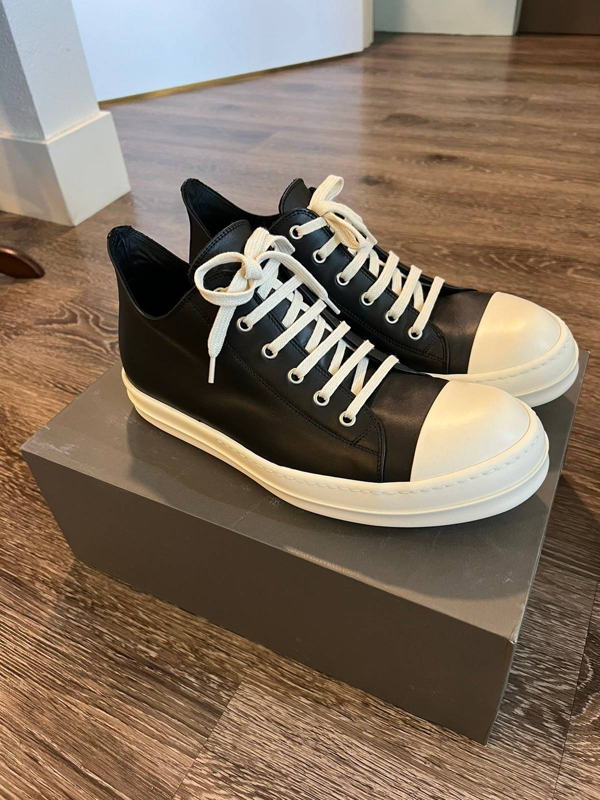 Pre-owned Rick Owens Low Top Ramones Sneakers In Lpo Leather Size 43 In  Black | ModeSens