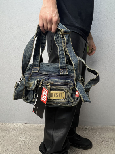 バッグ OLD DIESEL handbag DIESEL Brown Canvas Womens Shoulder Bag Leather Logo 00s Y2k