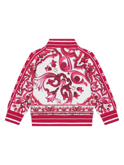 Shop Dolce & Gabbana Majolica-print Zip-up Jacket In Red