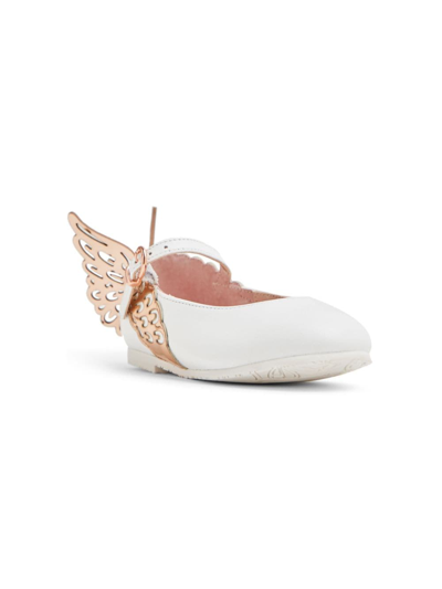 Shop Sophia Webster Mini Evangeline Mini Leather Ballerina Shoes In Neutrals