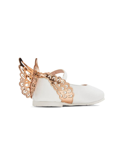 Shop Sophia Webster Mini Evangeline Mini Leather Ballerina Shoes In Neutrals