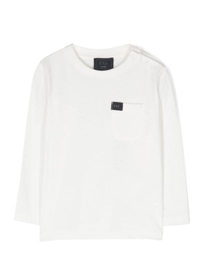 Fay Long-sleeved Cotton T-shirt In White