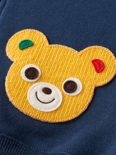Miki House Bear-embroidered Cotton Hooded Jacket In Blue