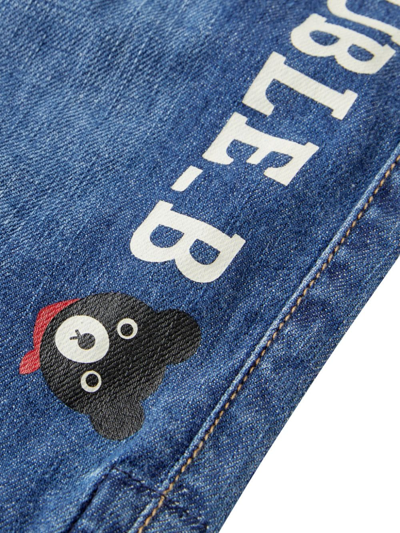 Miki House Logo-print Straight-leg Jeans In Blue