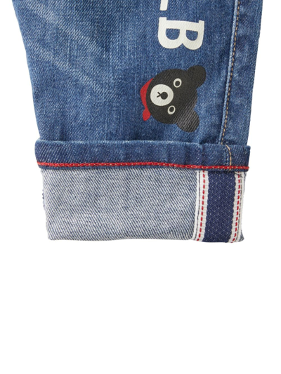 Miki House Logo-print Straight-leg Jeans In Blue