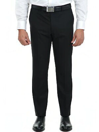 Pre-owned John Varvatos Mens Slim Fit Black Tonal Striped Two Button Wool Blend Suit