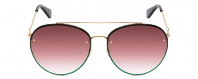 Pre-owned Aviator Gucci Gg0351s-004 Women's  Sunglasses Gold/green Sparkles/black/red 62 Mm