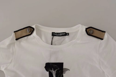 Pre-owned Dolce & Gabbana Dolce&gabbana Women White T-shirt 100% Cotton Floral Print Crew Neck Casual Top