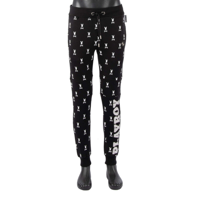 Pre-owned Philipp Plein X Playboy Crystals Embroidery Jogging Pants Trousers Black 08464