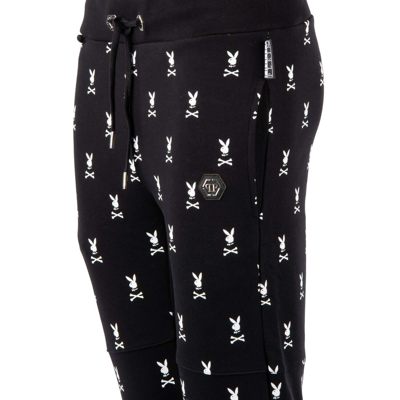 Pre-owned Philipp Plein X Playboy Crystals Embroidery Jogging Pants Trousers Black 08464