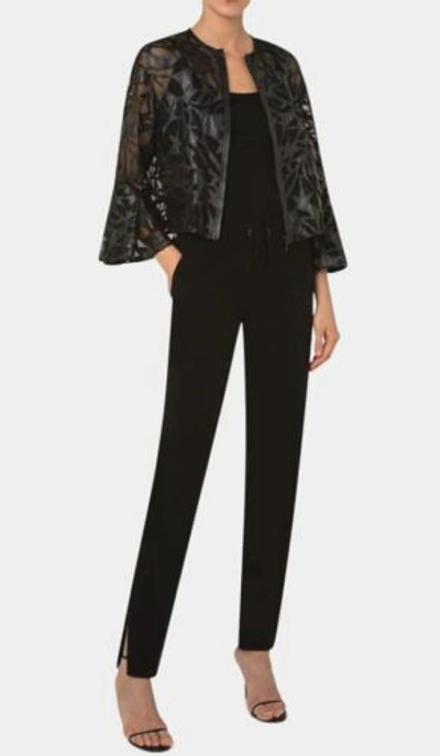 Pre-owned Akris $4990  Punto Women's Black Flutter Sleeve Mesh & Faux Leather Jacket Size 4