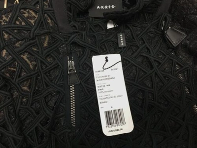 Pre-owned Akris $4990  Punto Women's Black Flutter Sleeve Mesh & Faux Leather Jacket Size 4