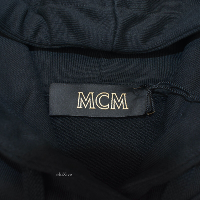 Pre-owned Mcm $480  Black Cotton Logo Embroidered Sweatshirt Hoodie Men's M Authentic