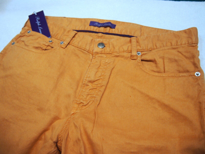 Pre-owned Ralph Lauren Purple Label Slim Fit 5 Pocket Linen Blend Pants 34 X 32 $595 In Brown
