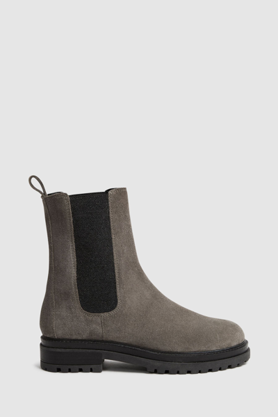 Shop Reiss Thea - Grey Suede Chelsea Boots, Uk 8 Eu 41