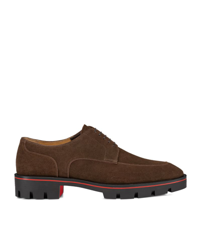 Shop Christian Louboutin Davisol Suede Derby Shoes In Brown