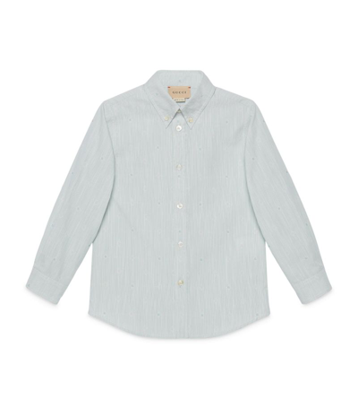 Shop Gucci Kids Embroidered Square G Shirt (4-12 Years) In Blue
