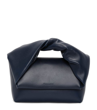 Shop Jw Anderson Medium Leather Twister Top-handle Bag In Blue