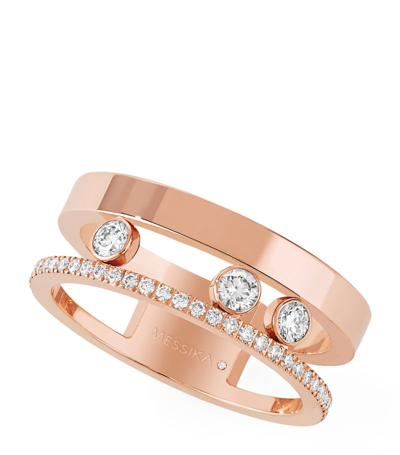 Shop Messika Pink Gold And Diamond Move Romane Ring In Rose Gold